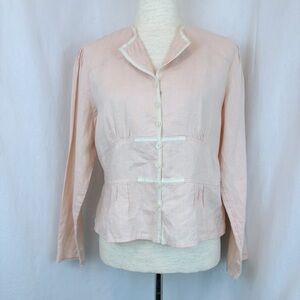 J. Jill Peach Linen Button-Up Blouse